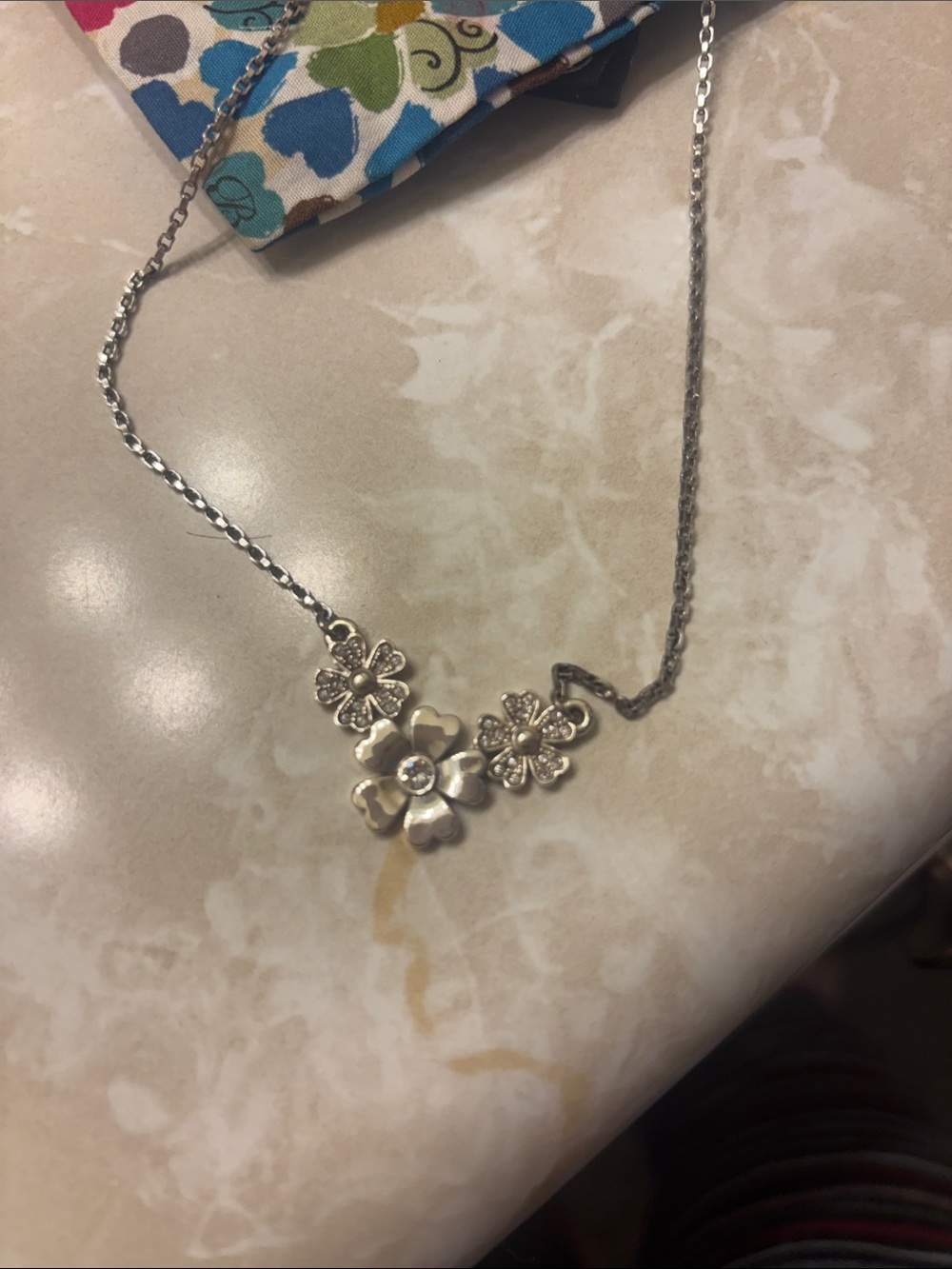 Brighton Silver Floral Trio Necklace